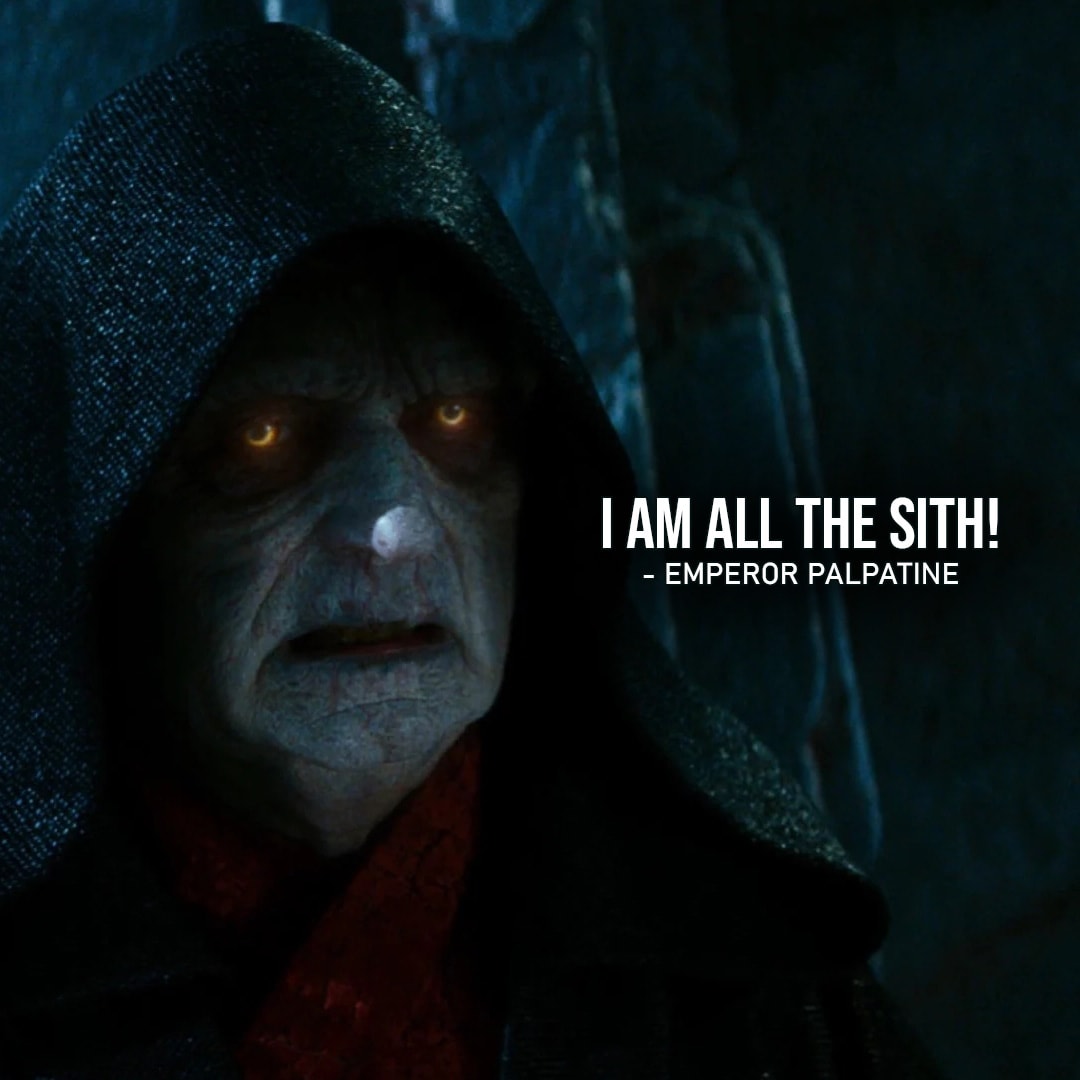 One of the best quotes by Emperor Palpatine from the Star Wars Universe | "You are nothing! A scavenger girl is no match for the power in me. I am all the Sith!" (to Rey, Star Wars: Episode IX - The Rise of Skywalker)
