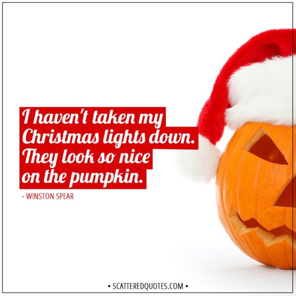 Christmas Quotes | I haven't taken my Christmas lights down. They look so nice on the pumpkin. - Winston Spear