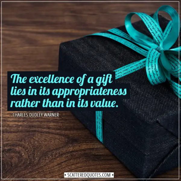Christmas Quotes | The excellence of a gift lies in its appropriateness rather than in its value. - Charles Dudley Warner