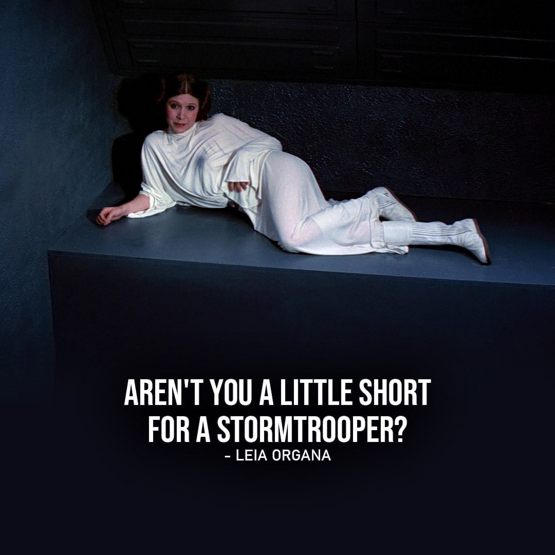 One of the best quotes by Leia Organa from the Star Wars Universe | “Aren’t you a little short for a stormtrooper?” (to Luke, Star Wars: Episode IV – A New Hope)