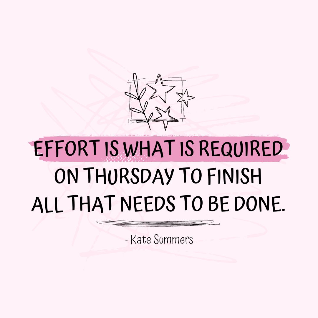 Thursday Quotes: Thursday Motivation – “Effort is what is required on Thursday to finish all that needs to be done.” – Kate Summers
