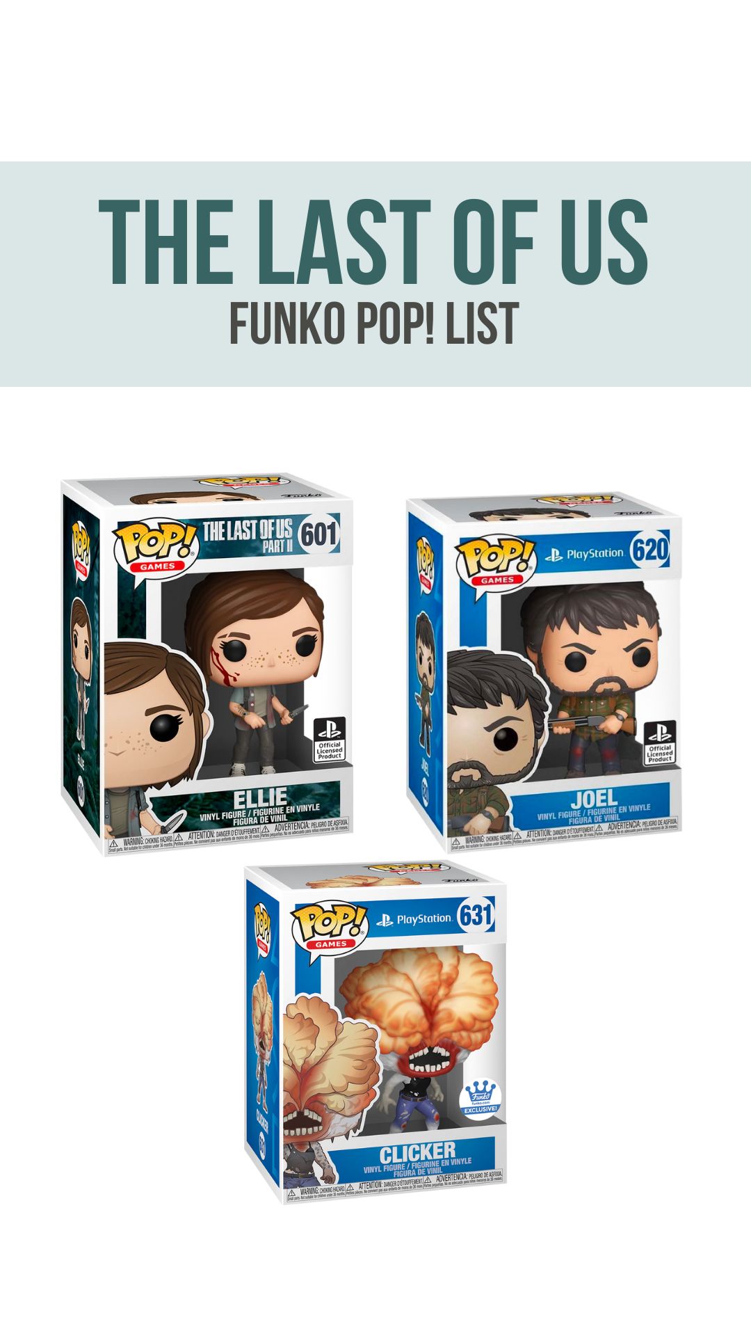 The Last of Us Funko Pop List of Figures with Boxes