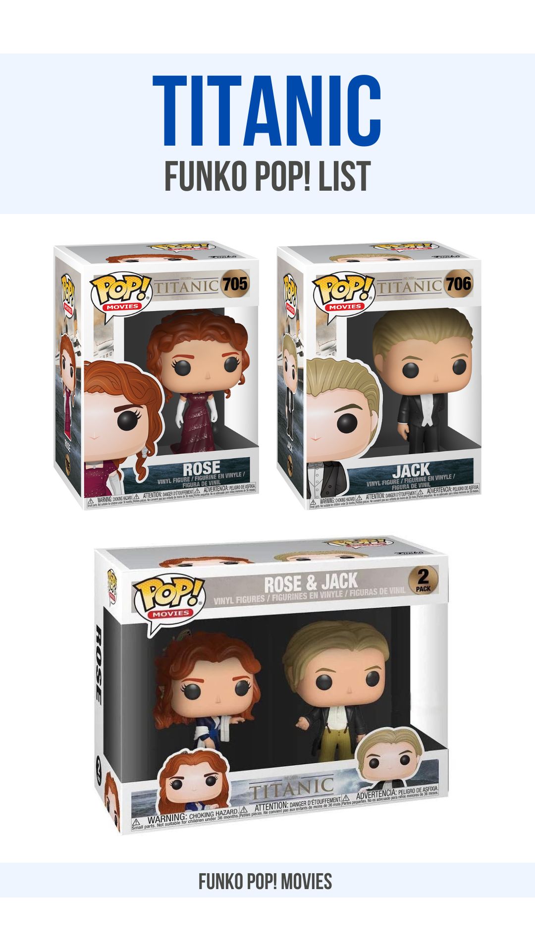 Titanic Funko Pop List of Figures with Boxes