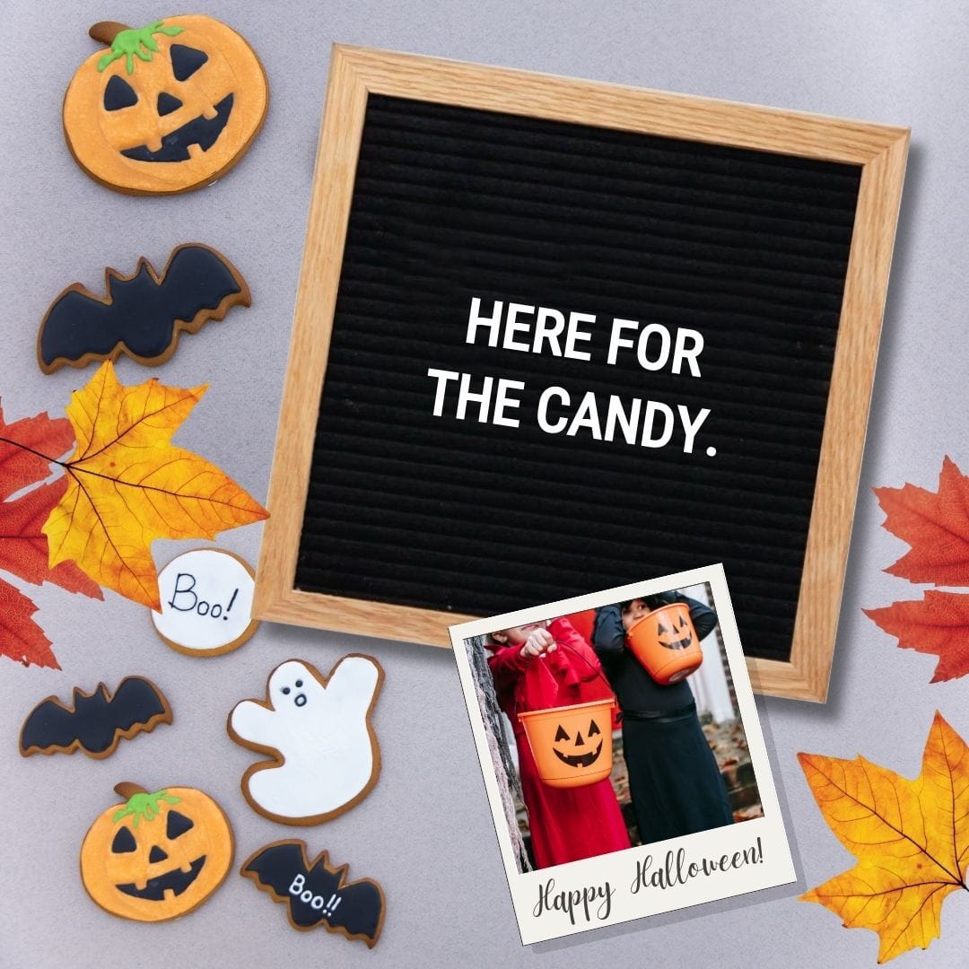 Halloween Quotes for Letter Boards: "Here for the candy."