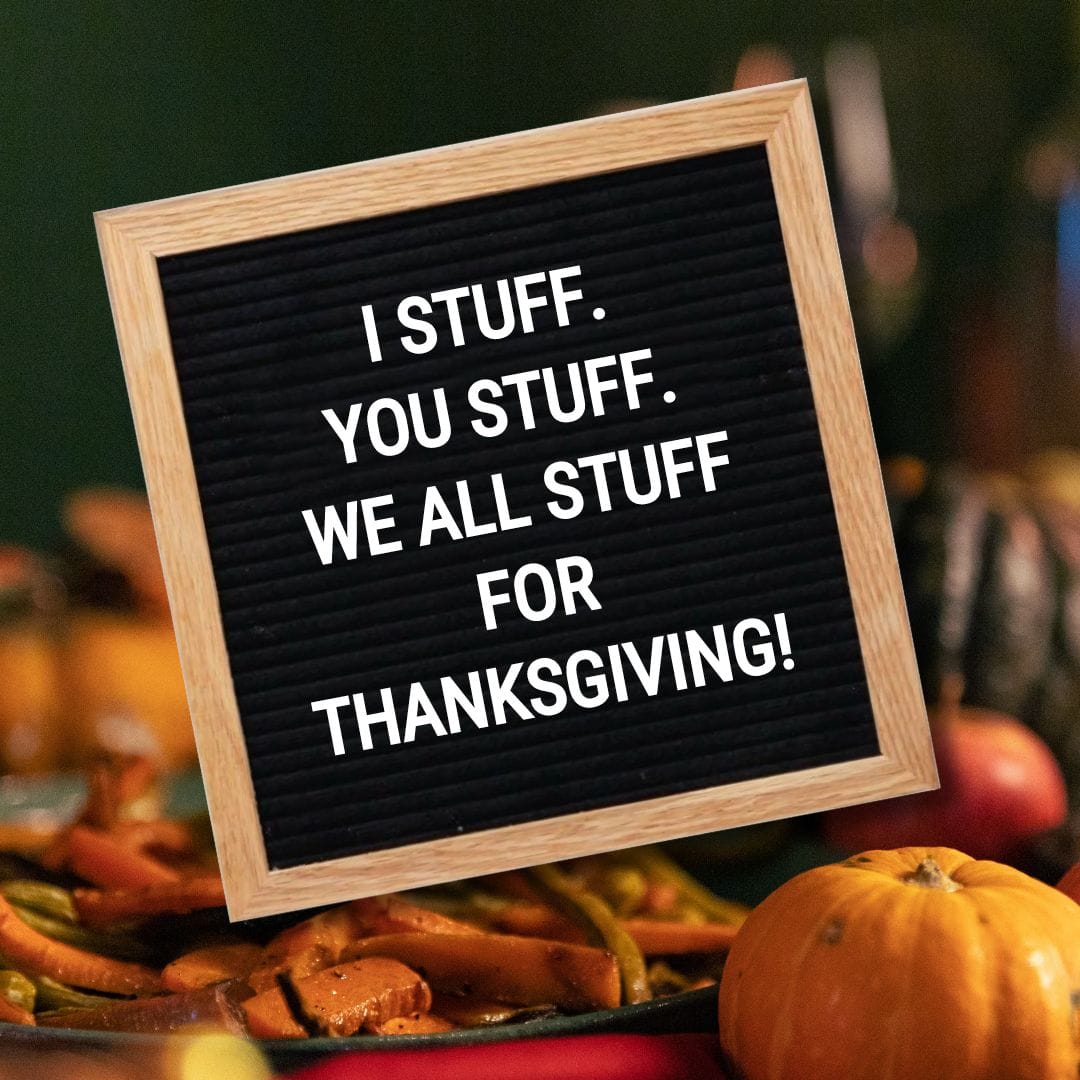 Thanksgiving Letter Board Quotes - Quote about Thanksgiving: "I stuff. You stuff. We all stuff for Thanksgiving!"